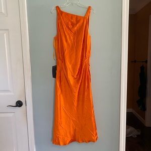 NWT Asymmetrical satin midi dress